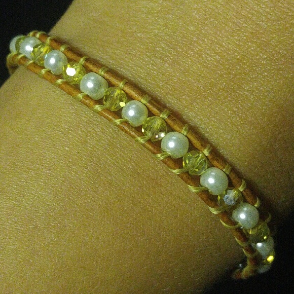 Beaded Leather Wrap Bracelet - Picture 1 of 3