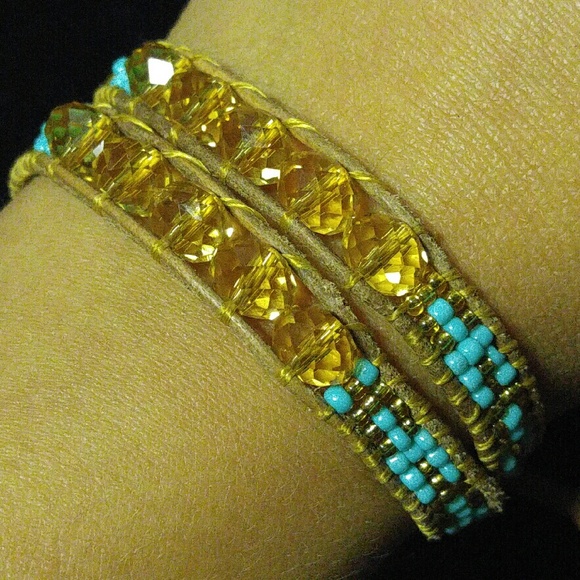 Beaded Leather Wrap Bracelet