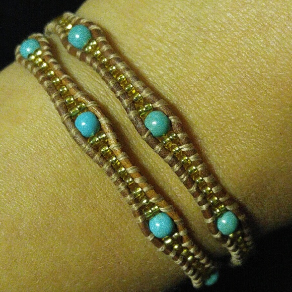 Beaded Leather Wrap Bracelet