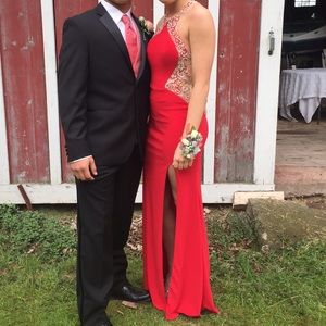 Read beaded prom dress