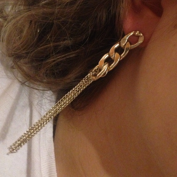 Gold chain earrings