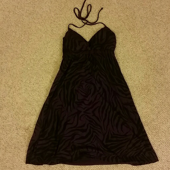 Purple animal print halter dress.