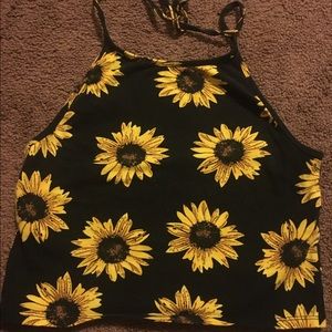 Sunflower print crop top