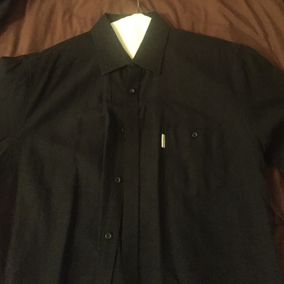 FiveFour button down, short sleeve, black, medium.