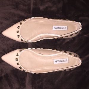 Tan gold studded Steve Madden flats