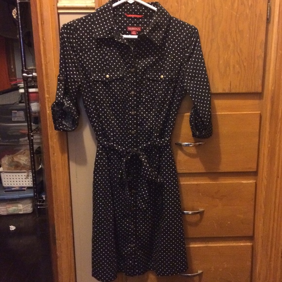 Black polka dot dress 50's style- XS