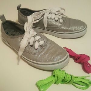Silver Sparkly tennis shoes with laces