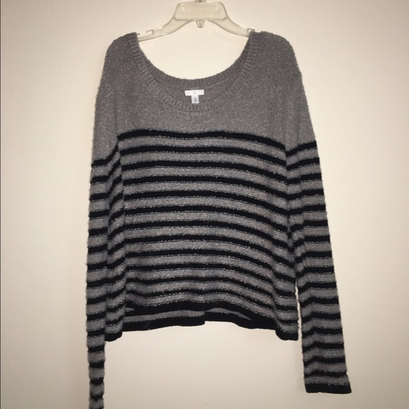 BP GREY AND BLACK STRIPED WOOL SWEATER