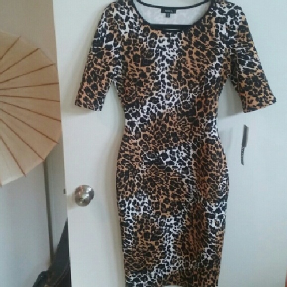 Xoxo leopard animal print fitted knee length dress - Picture 1 of 4