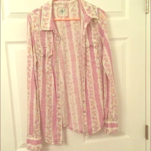 Free People LS Button Up Blouse
