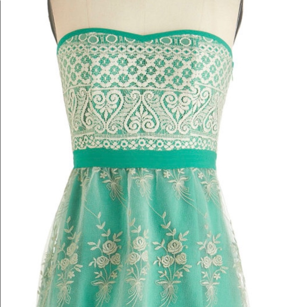 Strapless lace cocktail dress