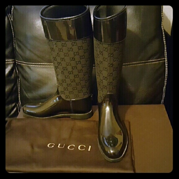 New Authentic GUCCI Guccissima Rubber Rain Boots