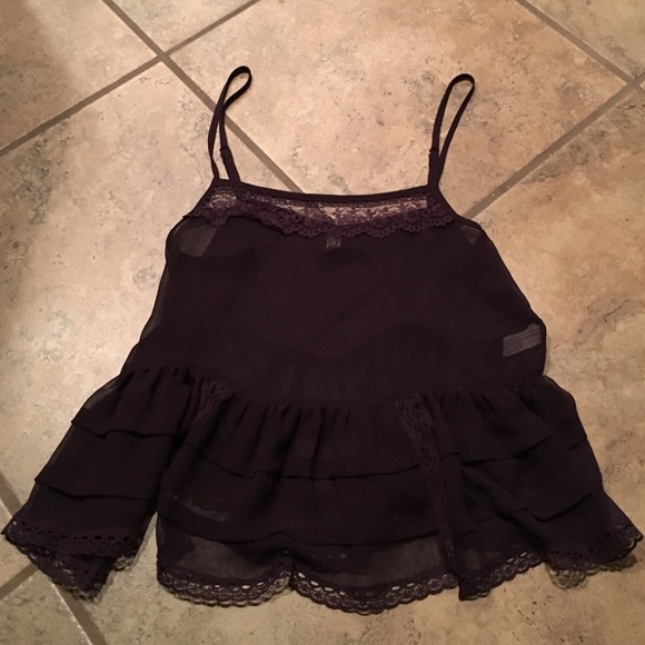 Free People plum sheer tank lace peplum purple S - Picture 2 of 4