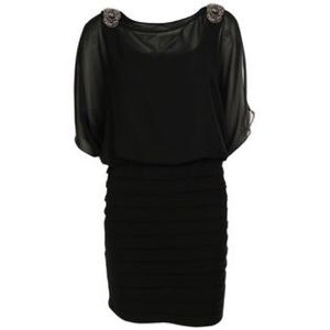 xscape-joanna chen beaded cold shoulder dress