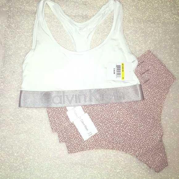 NWT CK white bralette and seamless thongs bundle