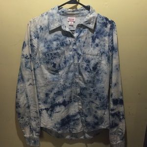 NWOT tie dye denim button down.