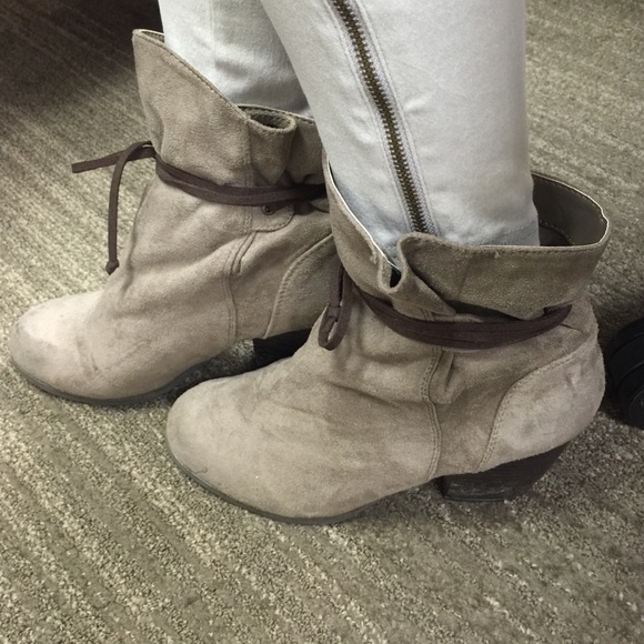 Tan suede booties
