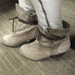 Tan suede booties