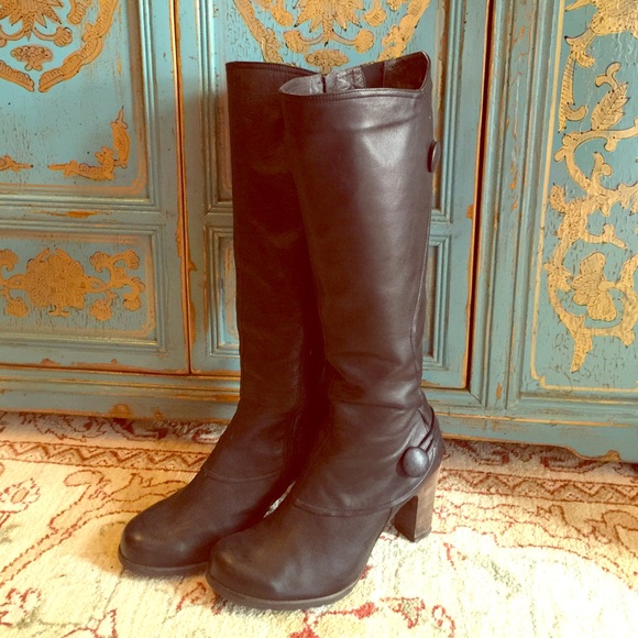 Miz Mooz heeled black leather tall boots - Picture 1 of 4