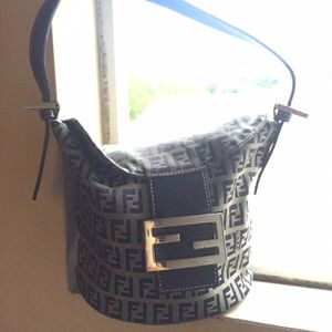 Fendi blue & gray bucket handbag