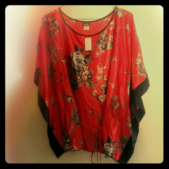 Sexy plus size flowery printed tie front blouse
