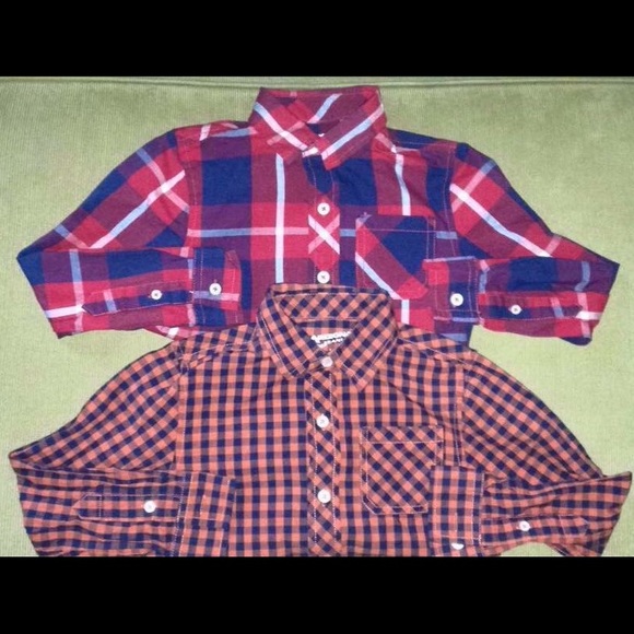 Boys long sleeve collard plaid button up shirts