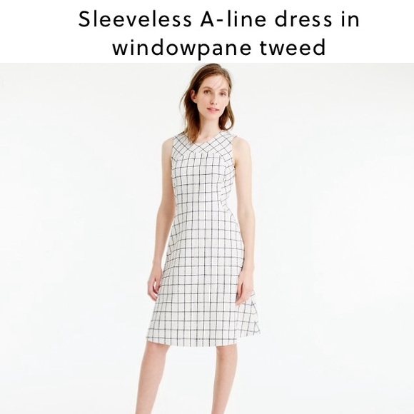J Crew sleeveless a line dress windowpane tweed