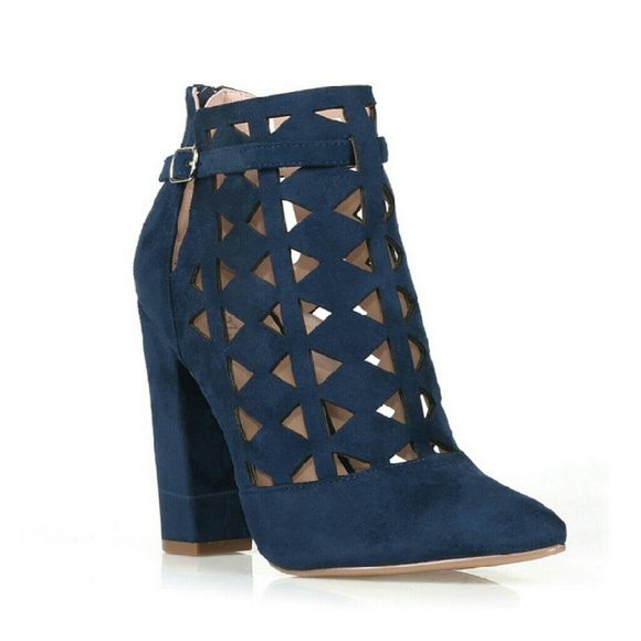 Navy Cutout Booties - Picture 2 of 2