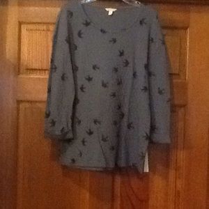 Grey/blue blouse with birds
