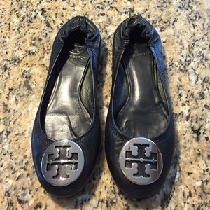 Authentic Black TORY BURCH Reva Flats, Size 7