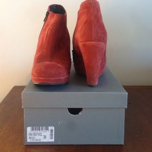 Suede Booties in brick color