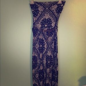 Maxi Tube Paisley Dress with Brown belt