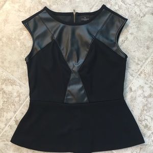 Trendy faux leather peplum top! Size small petite