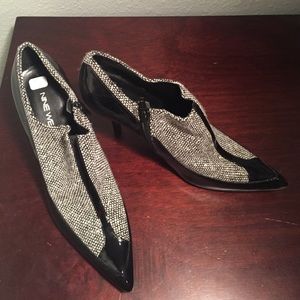 Nine West Tweed & Patent Leather Booties SZ 7
