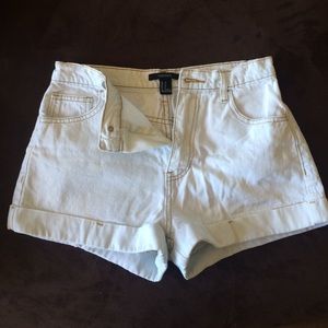 High Rise Cuffed Denim Shorts — FOREVER21