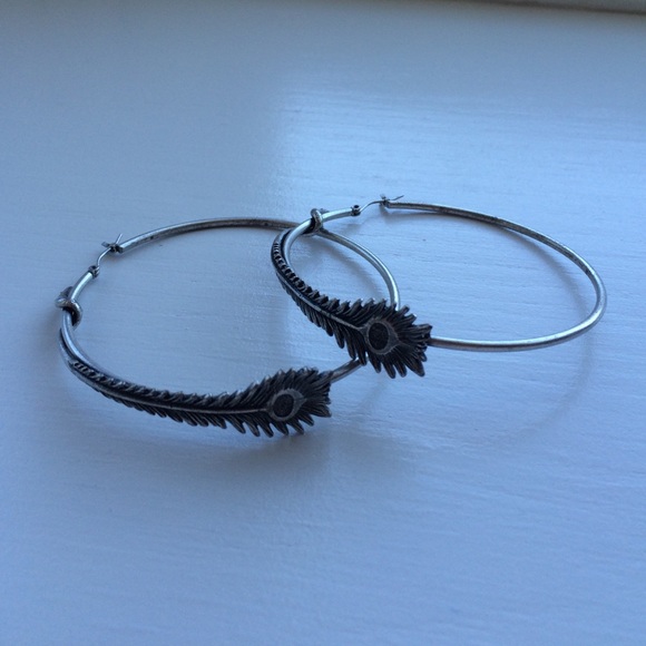 Alex and Ani peacock feather hoop earings