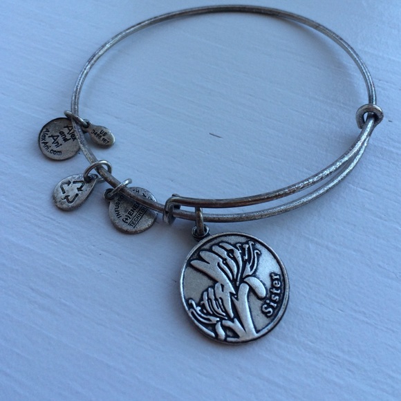 Silver Alex and Ani "sister" charm bracelet