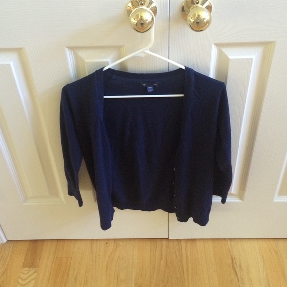 A navy blue cardigan