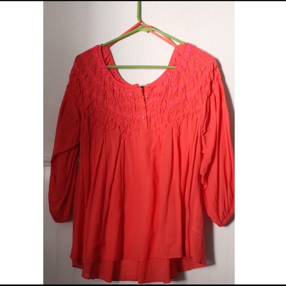 Free People - Pink Embroidered Peasant Blouse