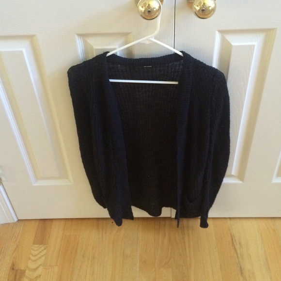 A black knit cardigan