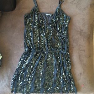 Cami Styled Black Sequins Dress — EXPRESS