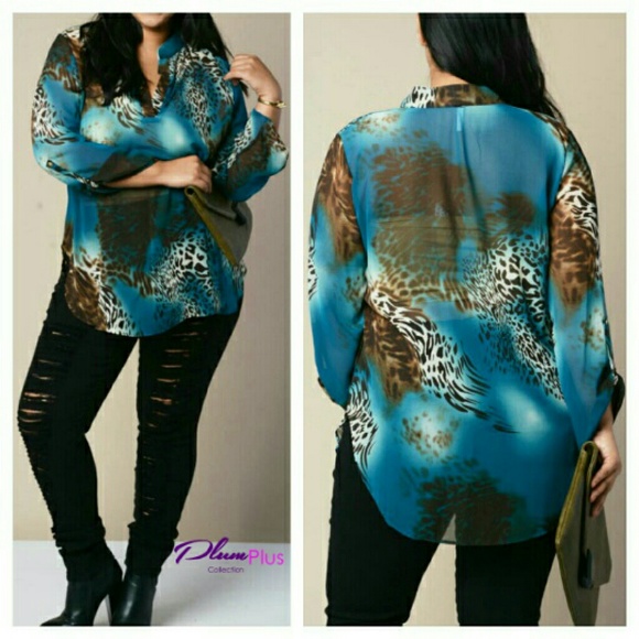 Tops - "Ava" Teal Print Blouse