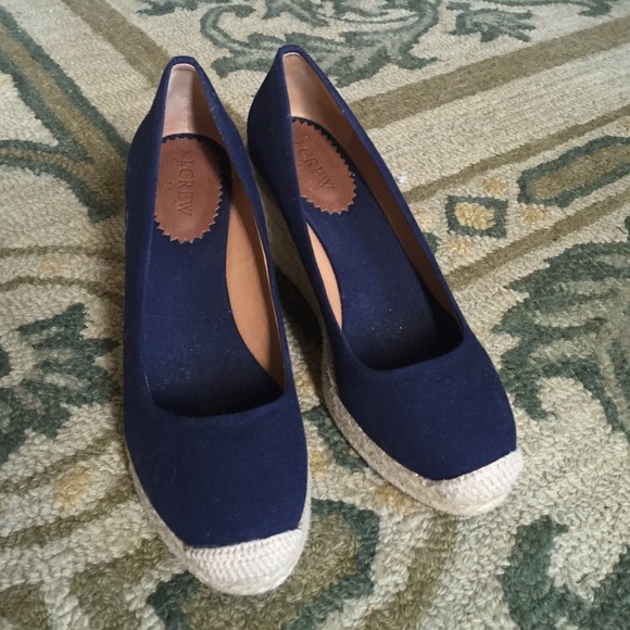 Navy blue J Crew Wedges