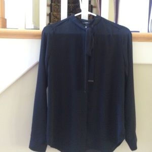 A black chiffon long sleeve blouse