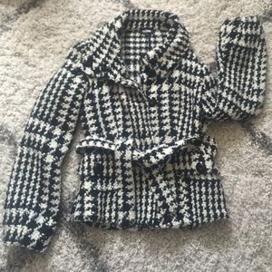 Houndstooth pea coat