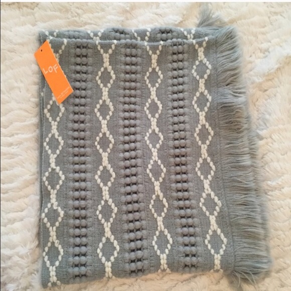 Mint Gray Infinity Fringe Scarf - Picture 2 of 3