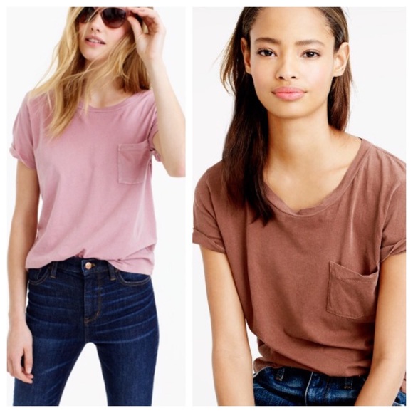 J Crew Garment Dyed Pocket Tee 