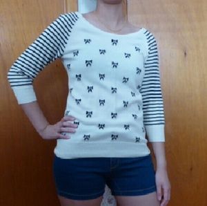 Lauren Conrad Cream Bow Sweater