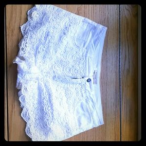White crochet jean shorts M