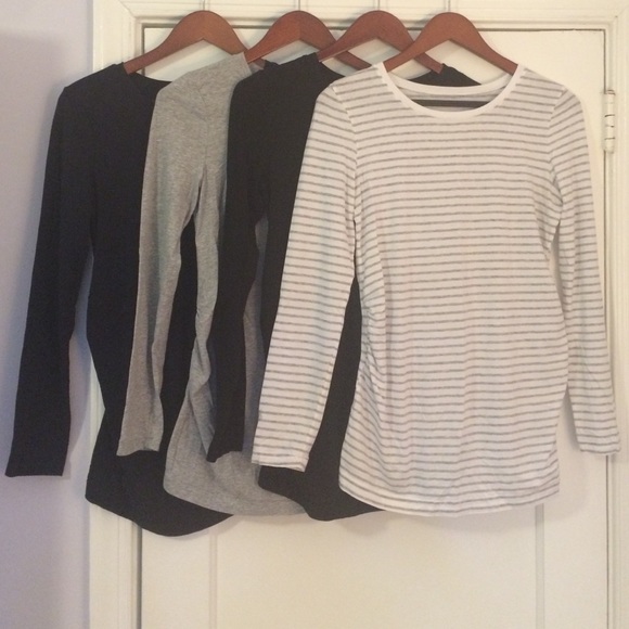 Lot of 4 Gap Maternity long sleeve shirts.